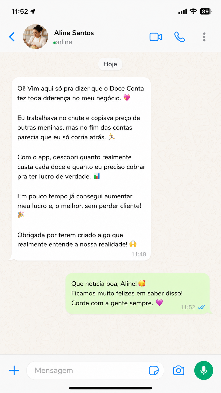 Depoimento de cliente